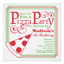 Anniversaire de partie de pizza faire-part