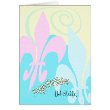 Anniversaire de Personlized Pastel Fleur de Lis Ar Cartes
