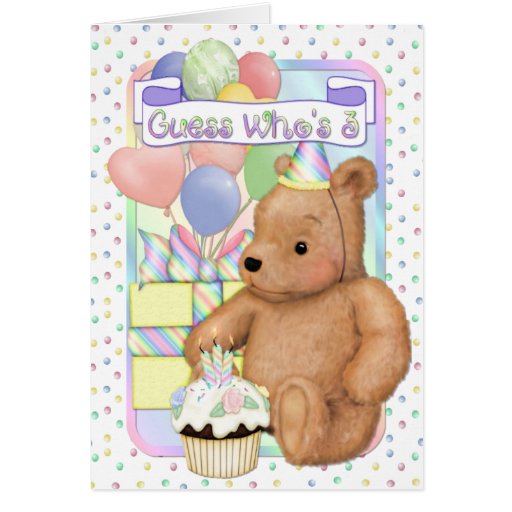 Anniversaire de petit gâteau de nounours - troisiè carte de vœux