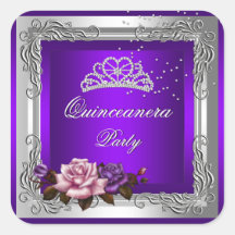 Anniversaire de Quinceanera de roses argentés pour Autocollant Carré