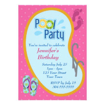 Anniversaire de réception au bord de la piscine de invitation personnalisée