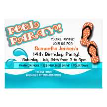 Anniversaire de réception au bord de la piscine faire-parts