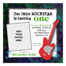 Anniversaire de Rockstar de guitare et de garçon d Cartons D'invitation Personnalisés