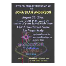 Anniversaire de signe de bande de Las Vegas 21ème Invitation Personnalisable