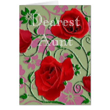 Anniversaire de tante de roses rouges cartes de vœux