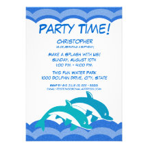 Anniversaire de temps de partie de dauphin cartons d'invitation