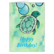 Anniversaire de tortue carte de vœux
