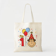 Anniversaire de visage de singe premier sac en toile