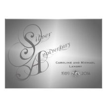Anniversaire d'Elegant Fleur de Lis Silver Faire-parts
