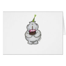 Anniversaire d'hippopotame - joyeux anniversaire cartes de vœux