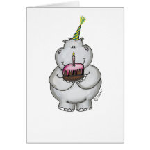 Anniversaire d'hippopotame - joyeux anniversaire cartes de vœux