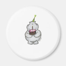 Anniversaire d'hippopotame - joyeux anniversaire aimants pour réfrigérateur