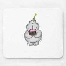 Anniversaire d'hippopotame - joyeux anniversaire tapis de souris