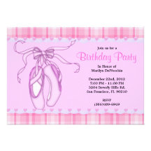 Anniversaire doux MIGNON de ballerine de rose de p Cartons D'invitation
