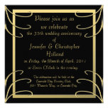 Anniversaire élégant de remous de noir et d'or cartons d'invitation personnalisés
