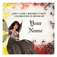 Anniversaire féerique gothique mignon invitation personnalisable