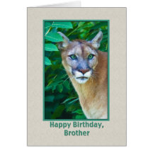 Anniversaire, frère, puma dans la jungle carte de vœux