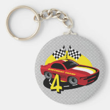 Anniversaire Keychain de voiture de course 4ème Porte-clef