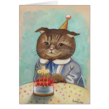 Anniversaire Kitty de gâteau de fraise Cartes De Vœux