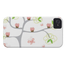 Anniversaire lunatique de bonbon à papillons d'arb coques iPhone 4 Case-Mate