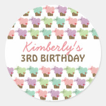 Anniversaire lunatique de fille de papillons doux  autocollants ronds