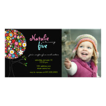 Anniversaire lunatique d'enfant d'arbre de bruit d photocarte