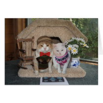 Anniversaire mignon avec des chats dans des chanda cartes