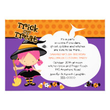Anniversaire mignon de Halloween de sorcière et de Invitations Personnalisées