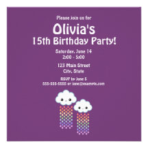 Anniversaire mignon de nuage cartons d'invitation