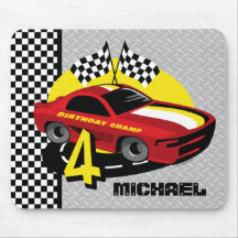 Anniversaire Mousepad de voiture de course 4ème Tapis De Souris