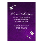 Anniversaire pourpre de sweet sixteen de mascarade invitations personnalisables