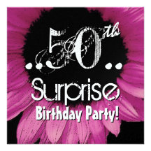 Anniversaire rose de surprise de tournesol cinquan cartons d'invitation