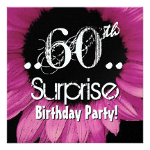 Anniversaire rose de surprise de tournesol soixant invitations personnalisées