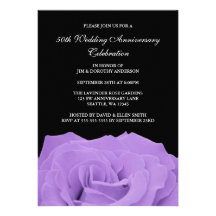 Anniversaire rose et noir de lavande cinquantième  cartons d'invitation