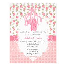Anniversaire rose floral Girly lunatique de baller Faire-parts