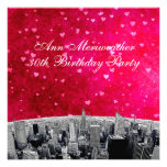 Anniversaire rouge-rose gravé à l'eau-forte de coe invitations