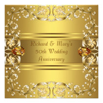 Anniversaire victorien d'or cinquantième de fleurs invitations