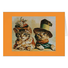 Anniversaire vintage de couples de chat cartes de vœux