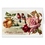 Anniversaire vintage de roses d'oiseau Carte-Vide
