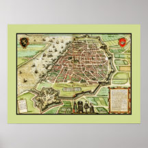 Anno antique reconstitué 1575 de carte d'Anvers Be Affiche