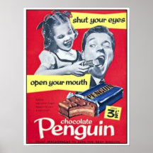 Annonce de cru de pingouin de chocolat posters