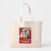 Annonce de cru de pingouin de chocolat sacs en toile