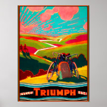 Annonce vintage de bicyclette - vélo sur Hillside Affiches