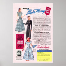 Annonce vintage de robes de mode à partir de 1949 posters