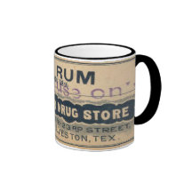 Annonce vintage de tasse d'étiquette de rhum de ba