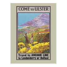 Annonce vintage de voyage de bateau de l'Irlande d Cartes Postales