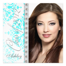 Annonces bleues turquoises d'obtention du diplôme  faire-parts
