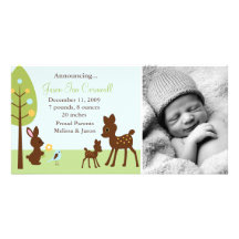 Annonces de naissance "dans forêt" photocarte personnalisée