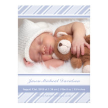 Annonces de naissance de bébé de rayures bleues bristol personnalisé