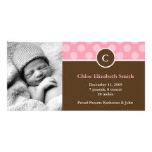 Annonces de naissance de monogramme et de points cartes de vœux avec photo